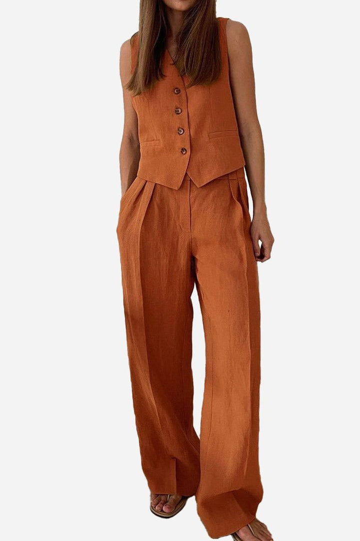 Eco Chic Linen Blend Two-Piece rusty orange image 1 
