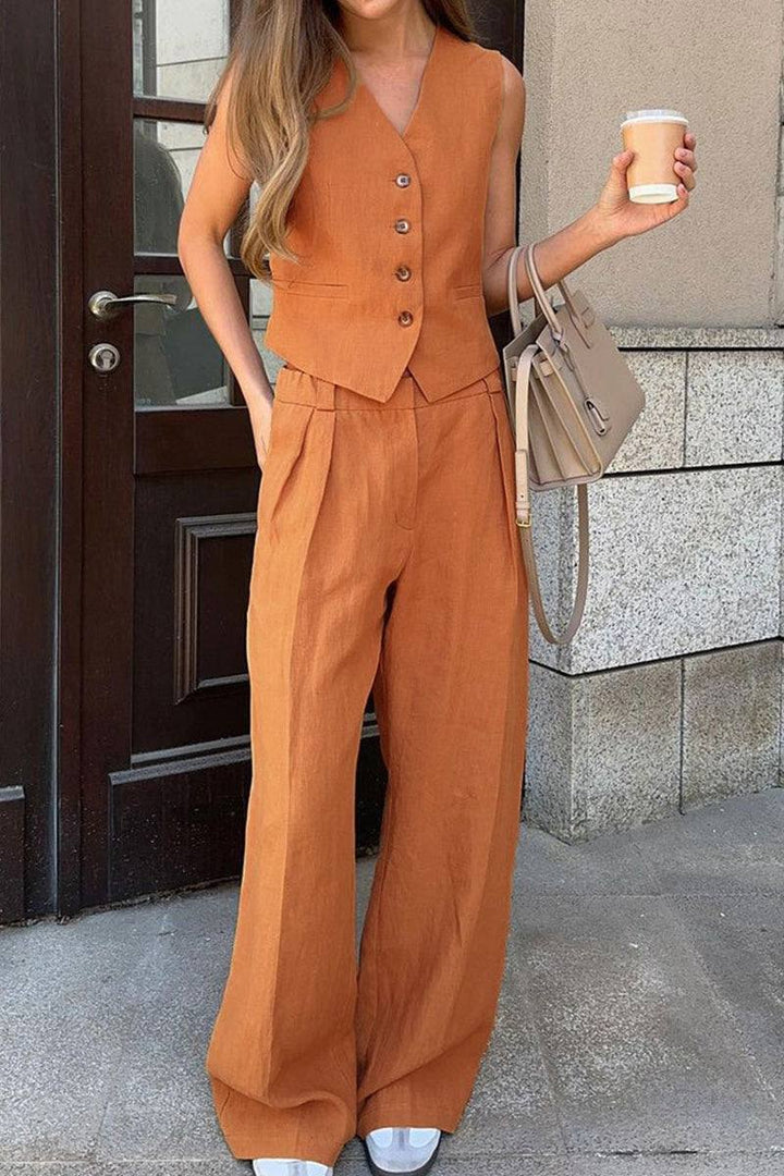 Eco Chic Linen Blend Two-Piece rusty orange image 2 