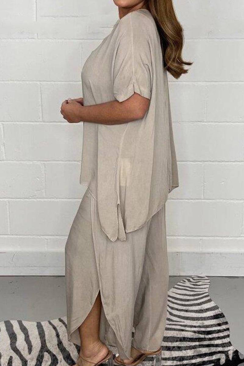 Relaxed Linen-Like Travel 2-Piece Set light gray image 2 