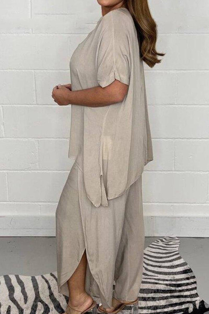 Relaxed Linen-Like Travel 2-Piece Set light gray image 2 