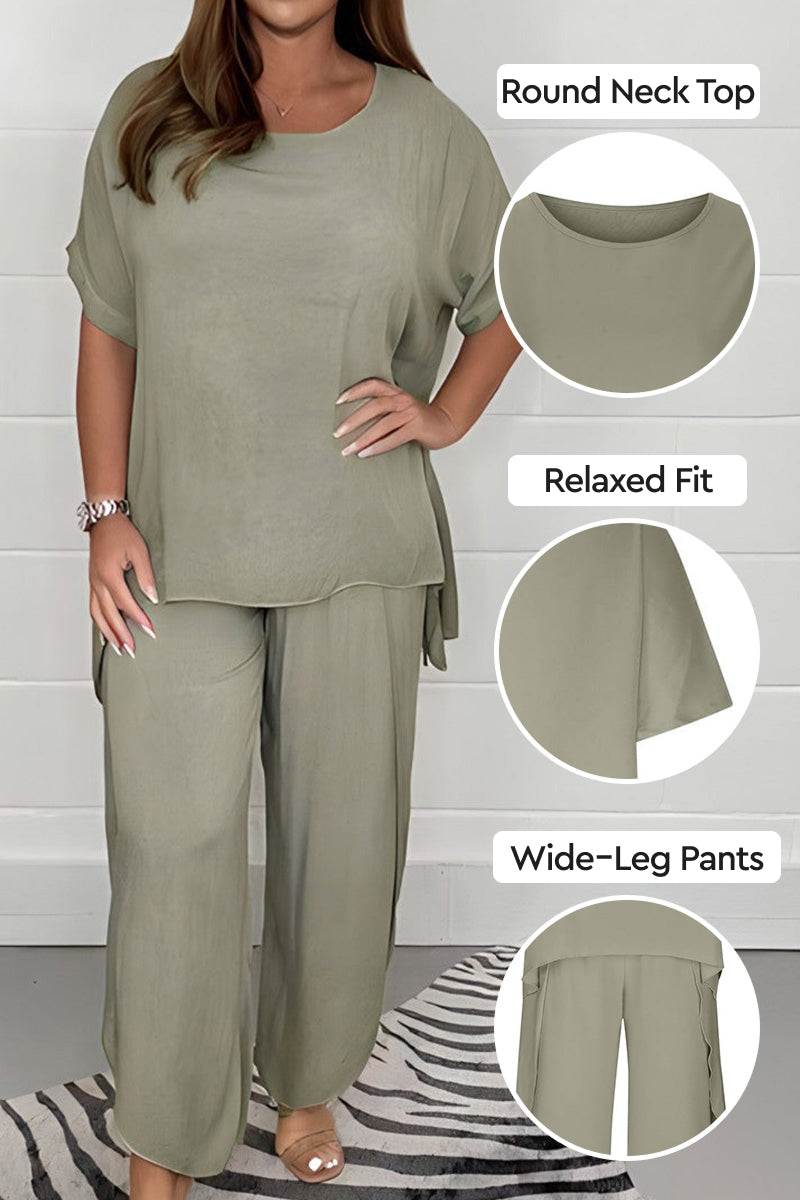 Relaxed Linen-Like Travel 2-Piece Set camel brown image 2 #color_camel-brown