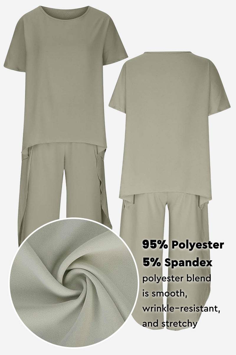 Relaxed Linen-Like Travel 2-Piece Set camel brown image 3 
