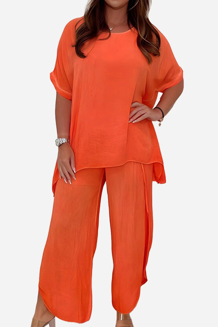 Relaxed Linen-Like Travel 2-Piece Set orange image 1 