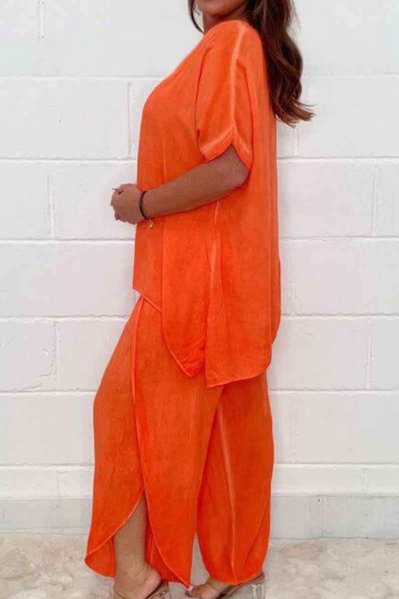 Relaxed Linen-Like Travel 2-Piece Set orange image 2 