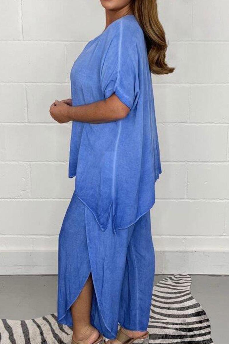 Relaxed Linen-Like Travel 2-Piece Set blue image 2 