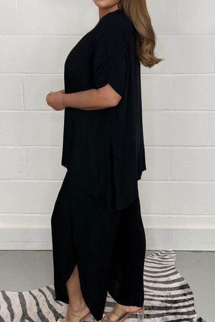 Relaxed Linen-Like Travel 2-Piece Set black image 2 