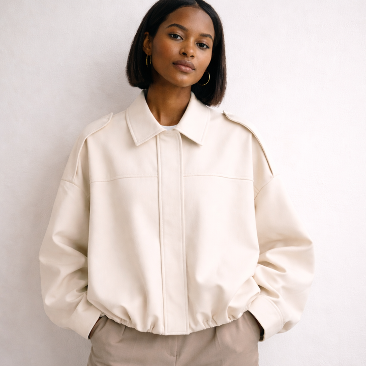 Oversized Bomber Jacket cream image 2 