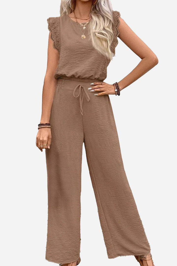 Elegant Two-Piece Set With Lace Detail khaki image 1 