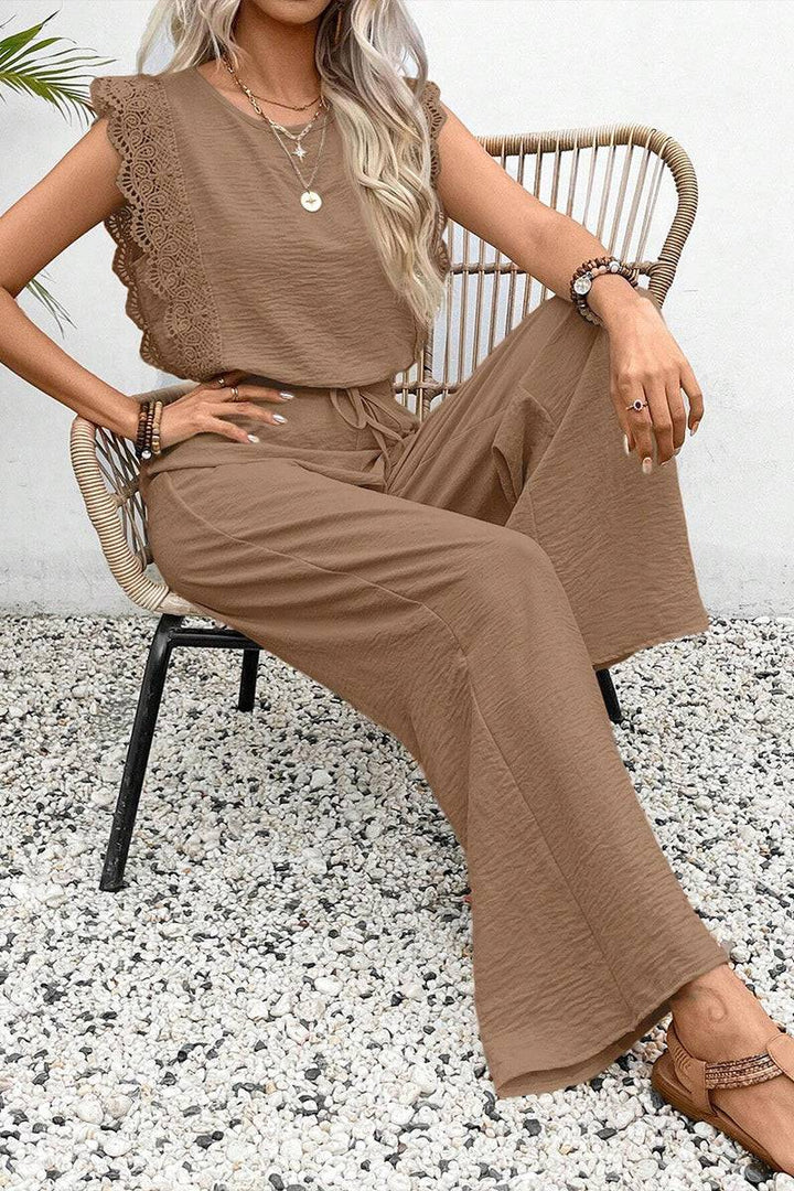 Elegant Two-Piece Set With Lace Detail khaki image 3 