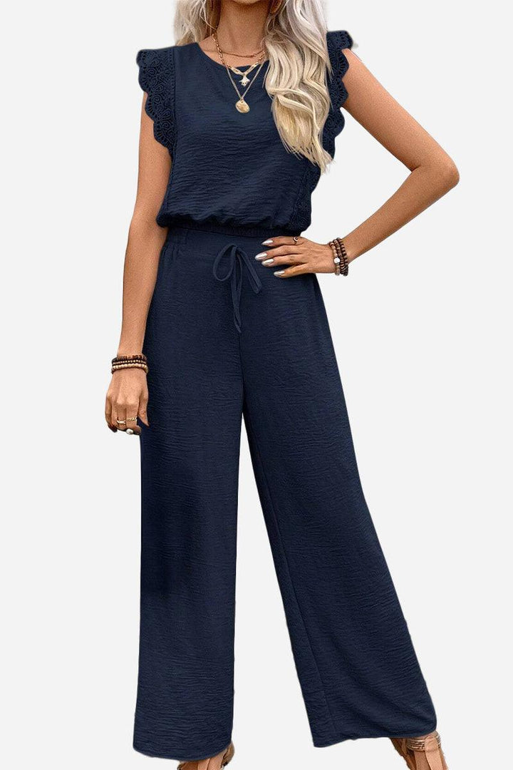 Elegant Two-Piece Set With Lace Detail navy blue image 1 