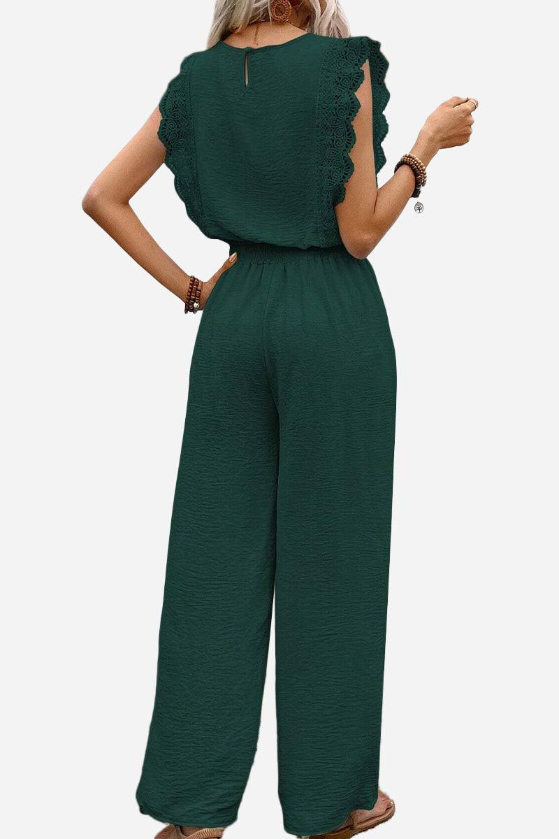 Elegant Two-Piece Set With Lace Detail dark green image 4 