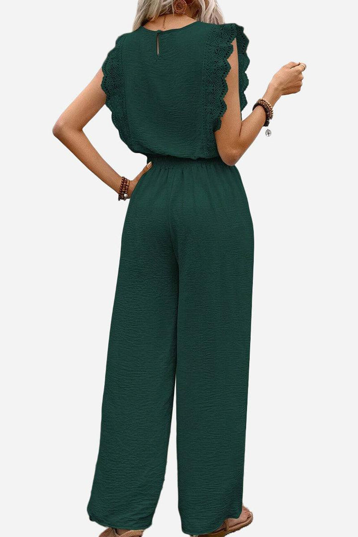 Elegant Two-Piece Set With Lace Detail dark green image 4 