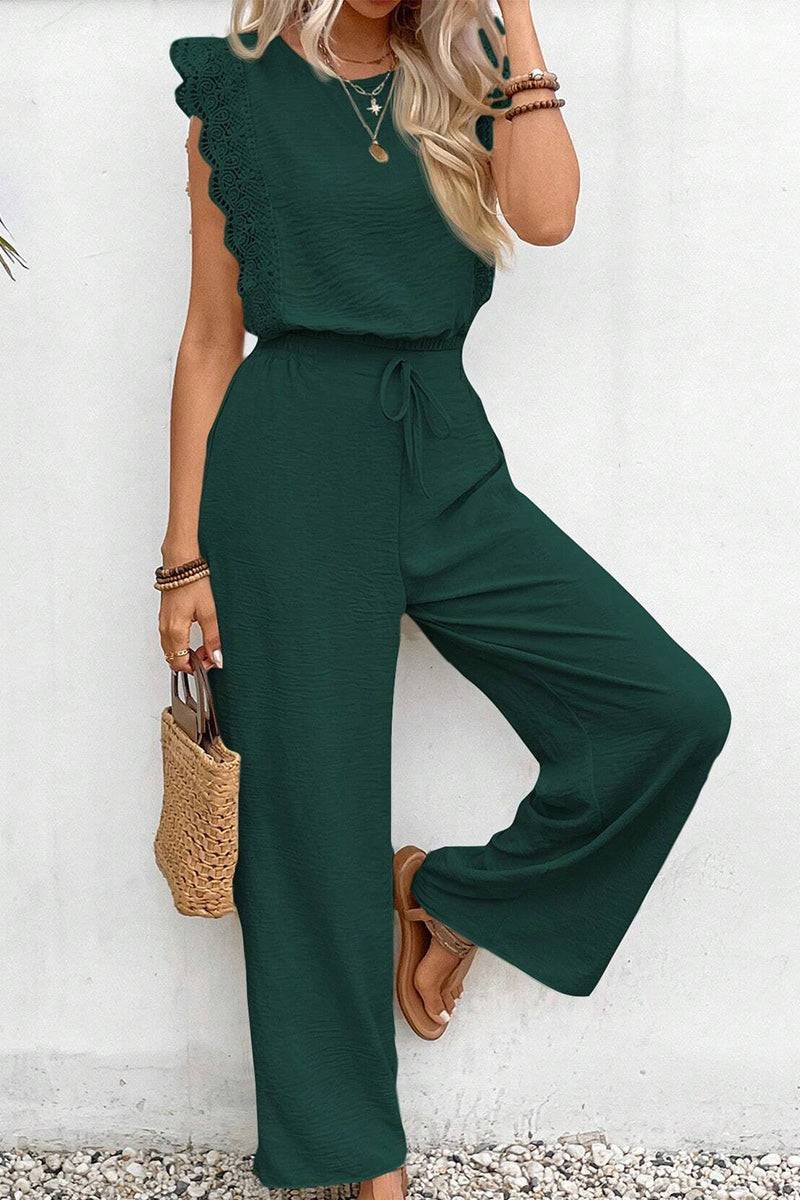 Elegant Two-Piece Set With Lace Detail dark green image 5 