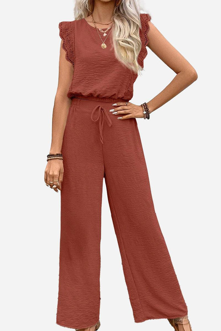 Elegant Two-Piece Set With Lace Detail rusty orange image 1 