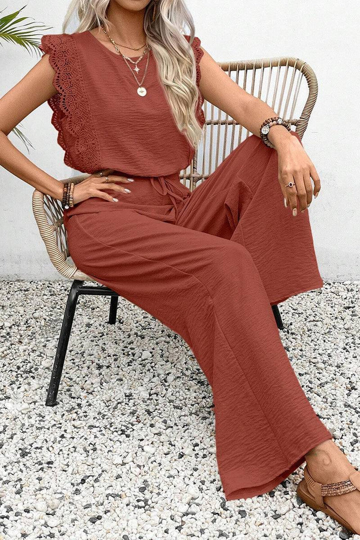 Elegant Two-Piece Set With Lace Detail rusty orange image 2 