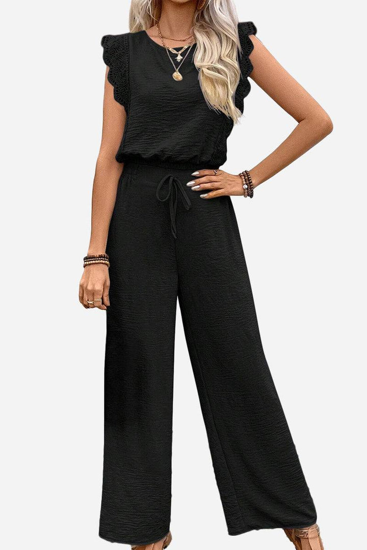 Elegant Two-Piece Set With Lace Detail black image 1 
