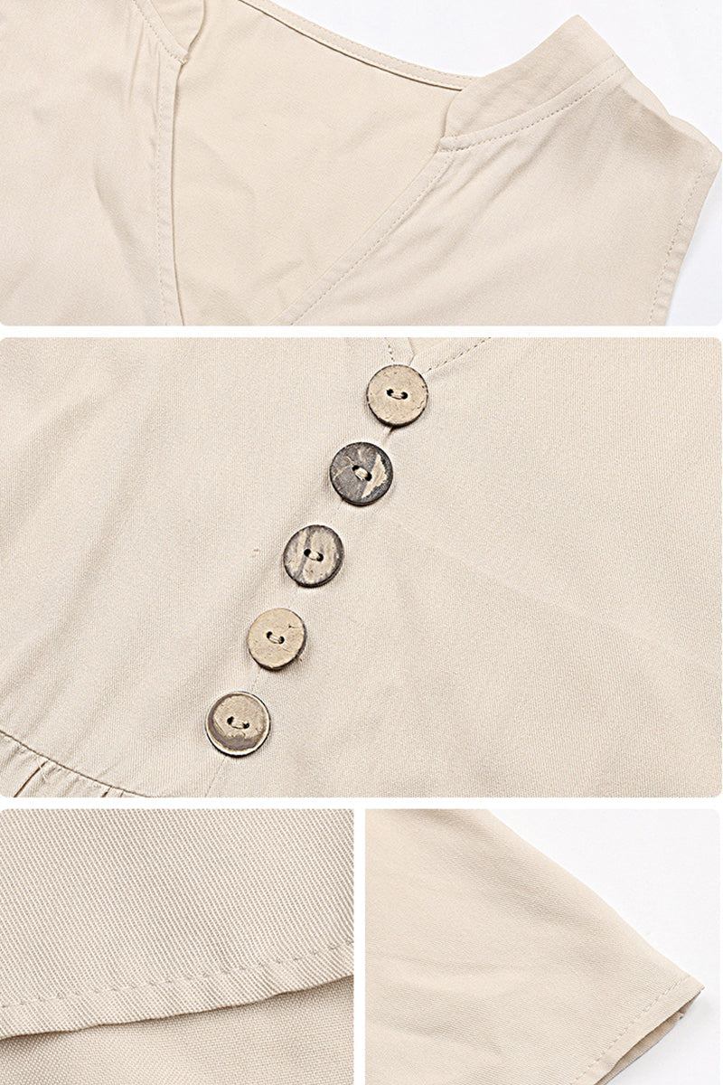 Bohemian Tiered Midi Dress with V-Neck Button Detail