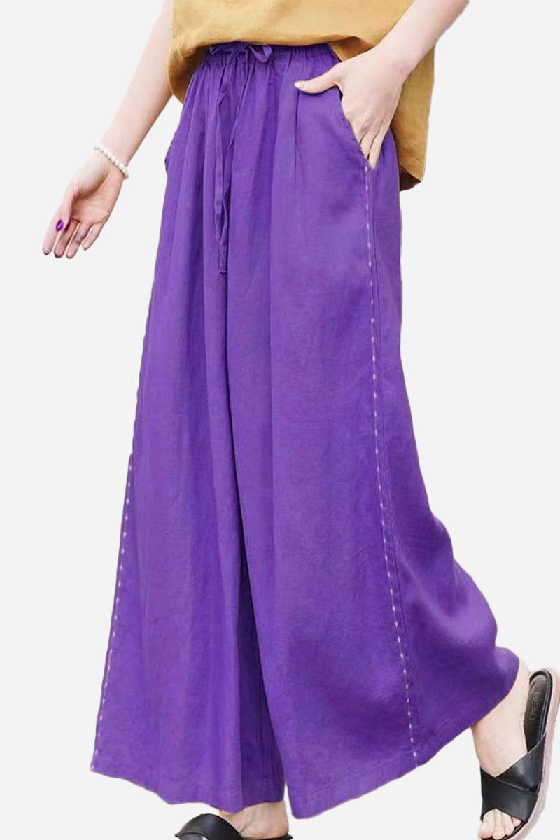 100% Linen One Size Fits All Wide-Leg Pants violet image 1 