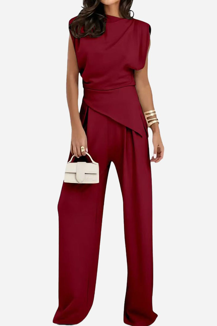 Manhattan Lines Draped Two-Piece Set burgundy image 1 