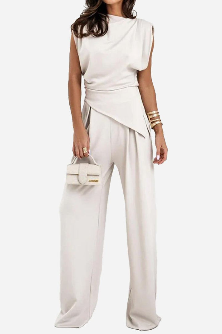 Manhattan Lines Draped Two-Piece Set ivory cream image 1 