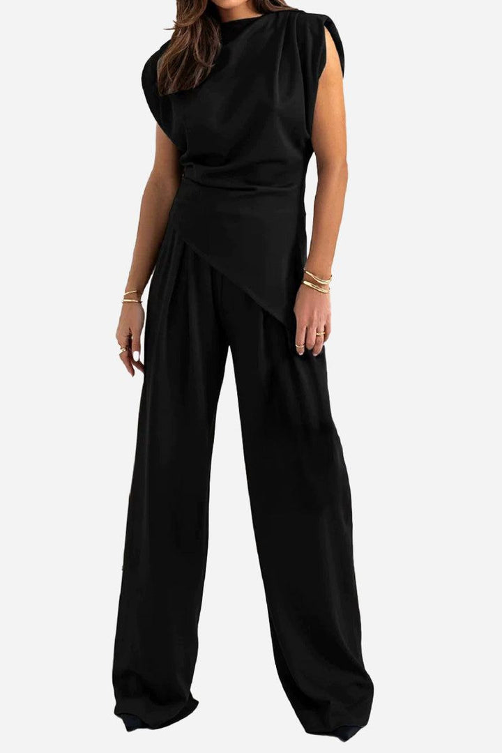 Manhattan Lines Draped Two-Piece Set jet black image 1 