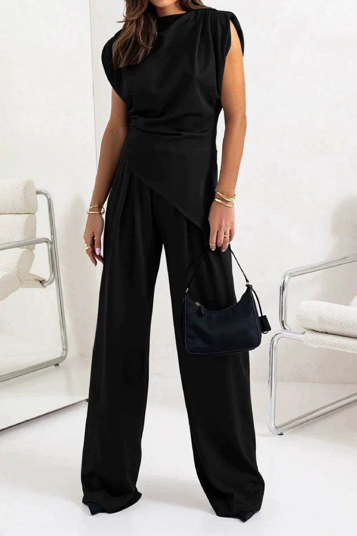 Manhattan Lines Draped Two-Piece Set jet black image 2 