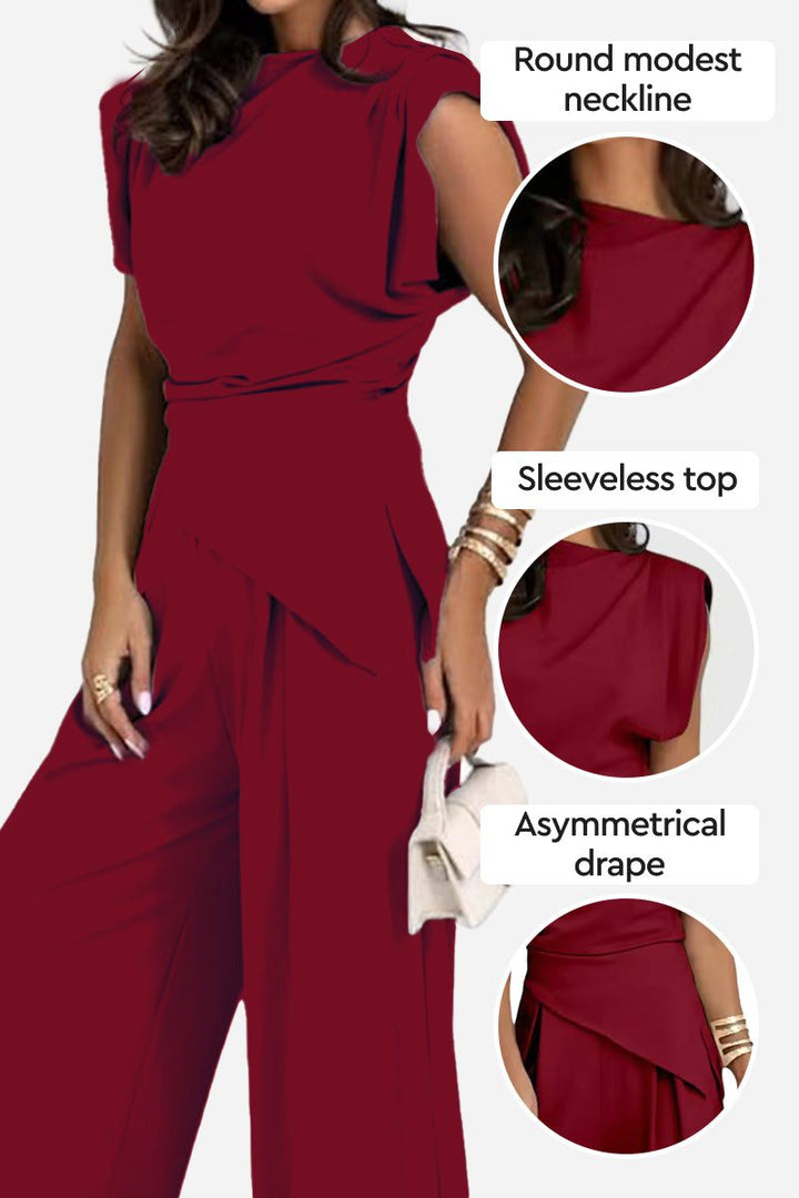 Manhattan Lines Draped Two-Piece Set burgundy image 2 