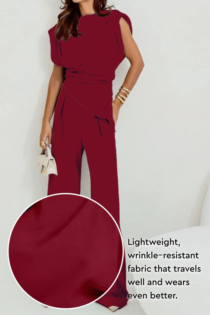 Manhattan Lines Draped Two-Piece Set burgundy image 3 