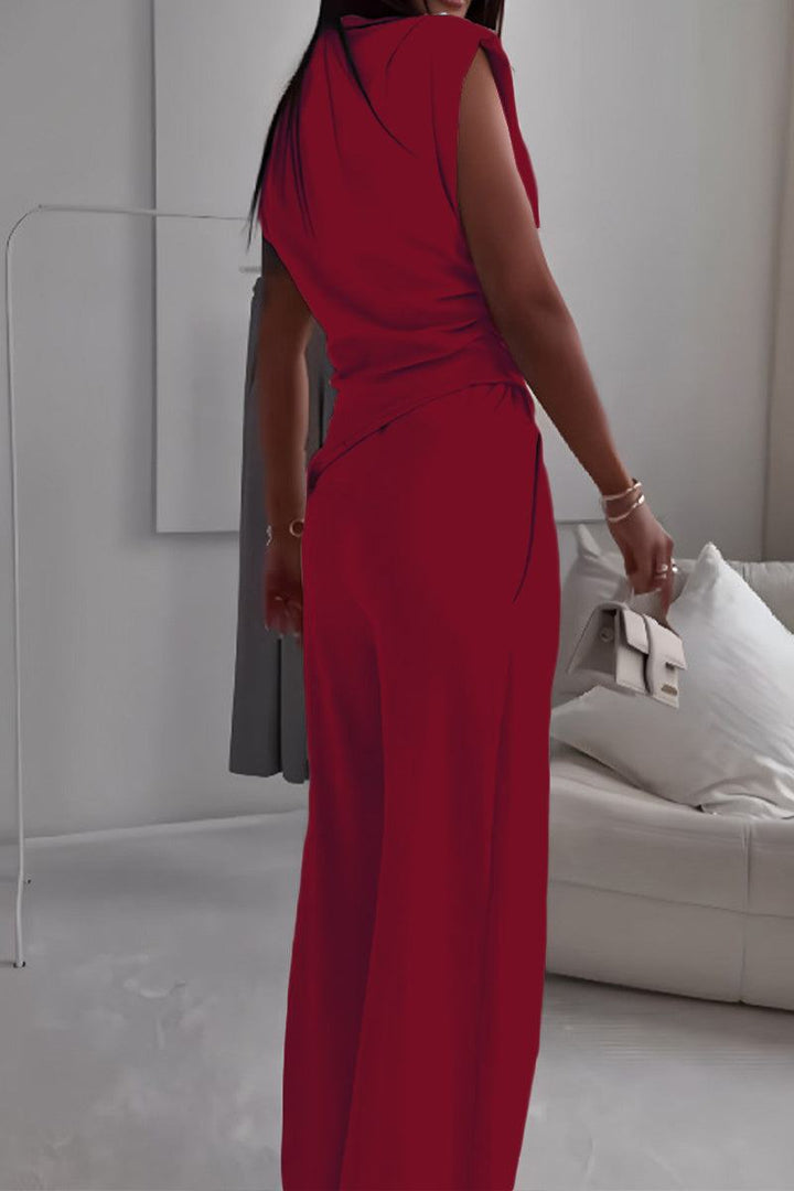 Manhattan Lines Draped Two-Piece Set burgundy image 4 