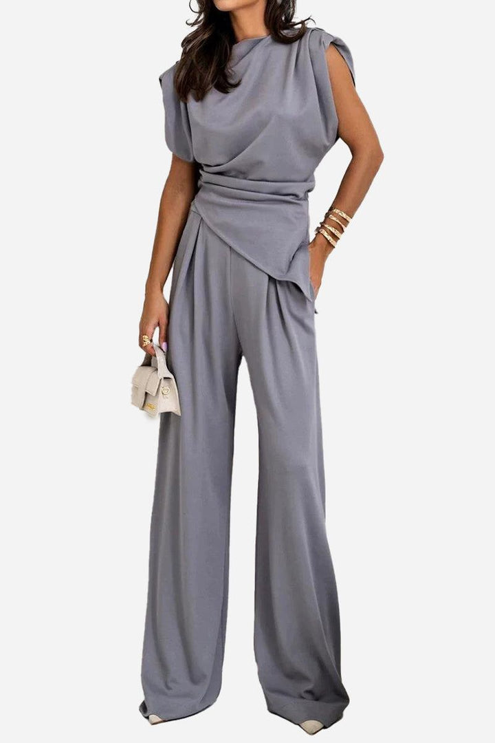 Manhattan Lines Draped Two-Piece Set gray image 1 