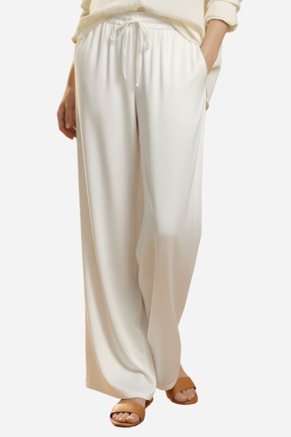 Subtle Moves Silk Wide Leg Trousers white image 1 