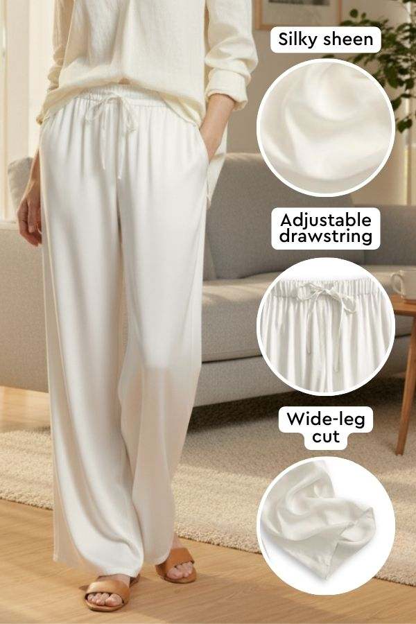 Subtle Moves Silk Wide Leg Trousers white image 2 #color_white