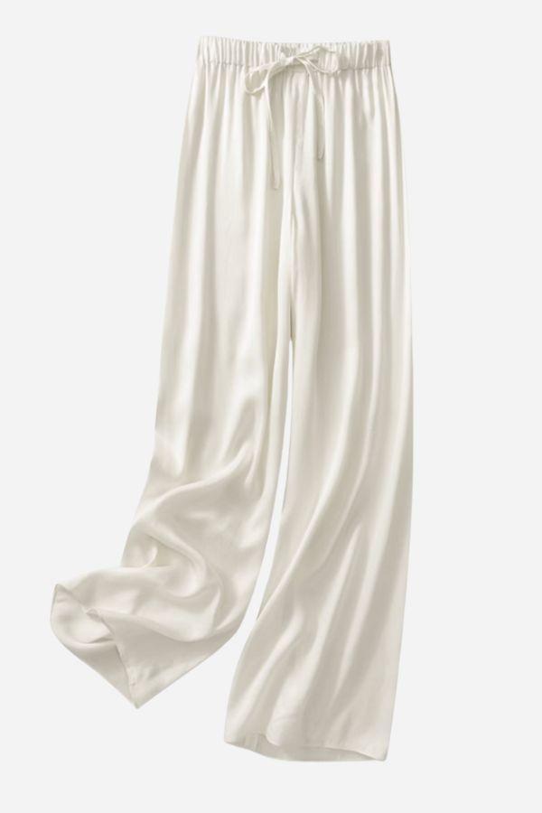 Subtle Moves Silk Wide Leg Trousers white image 5 