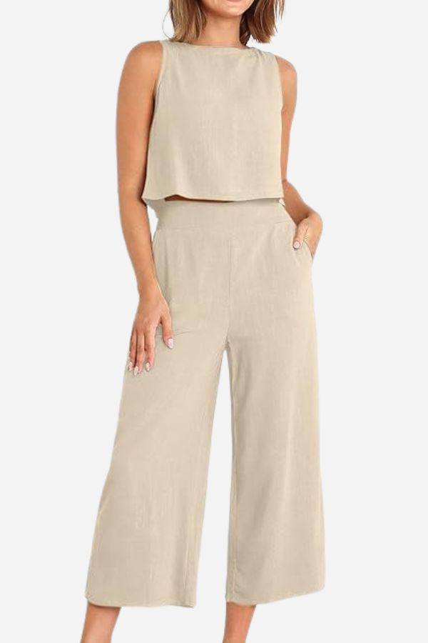 Villa Lounge Linen Two-Piece Set beige image 1 