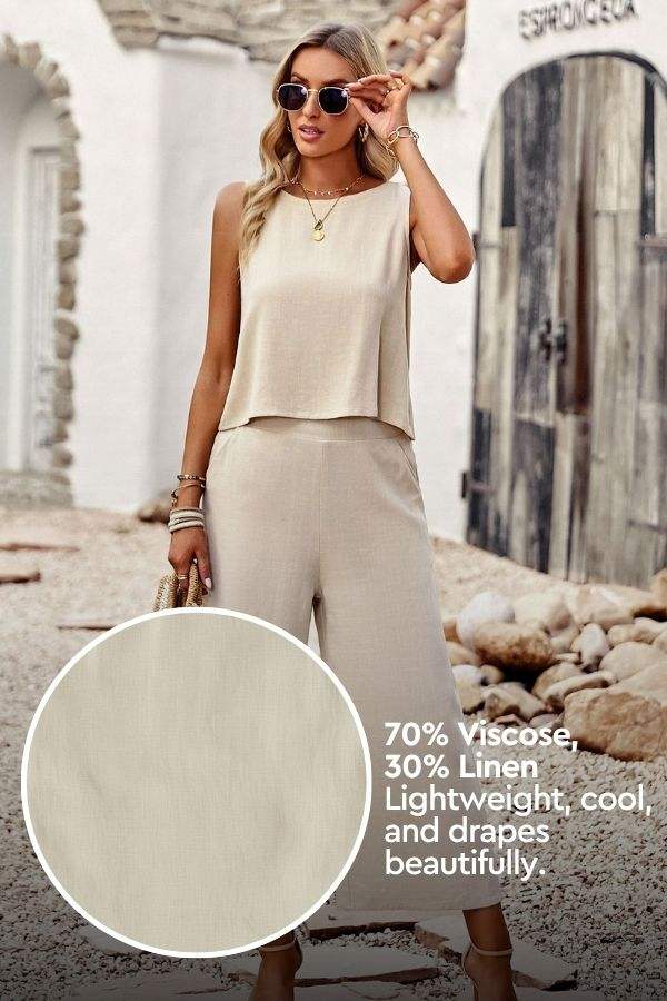 Villa Lounge Linen Two-Piece Set beige image 3 