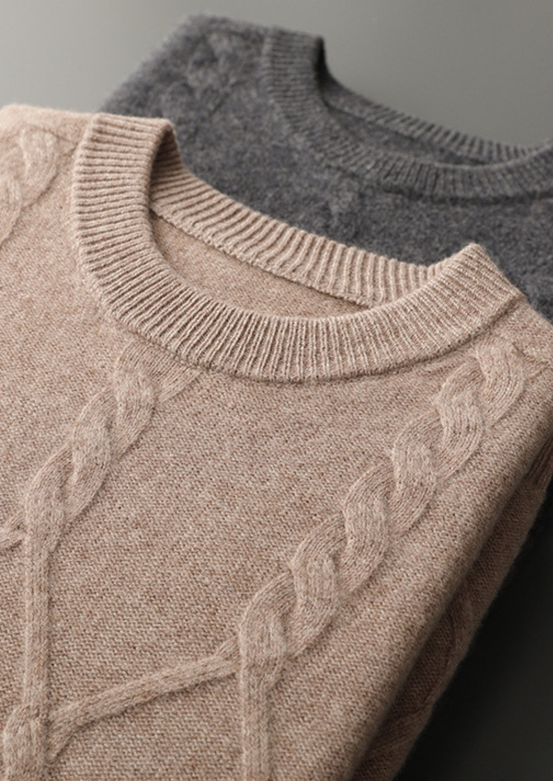 Pure Merino Raised Cable Crewneck dark gray image 2 #color_dark-gray