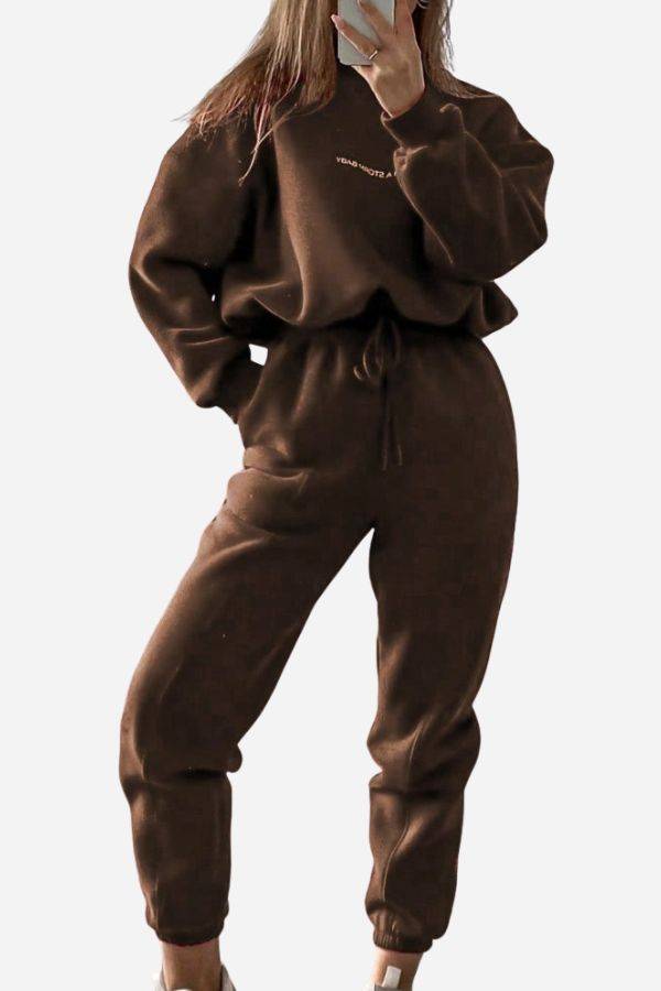Storm Sweater Mock Neck Athleisure Set brown image 1 