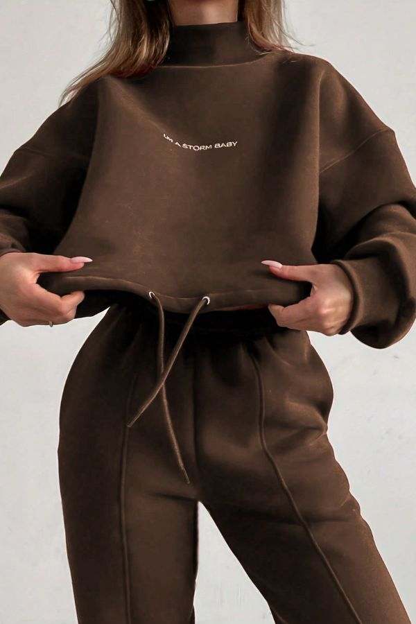 Storm Sweater Mock Neck Athleisure Set brown image 2 