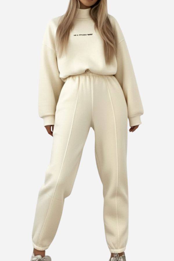 Storm Sweater Mock Neck Athleisure Set beige image 1 