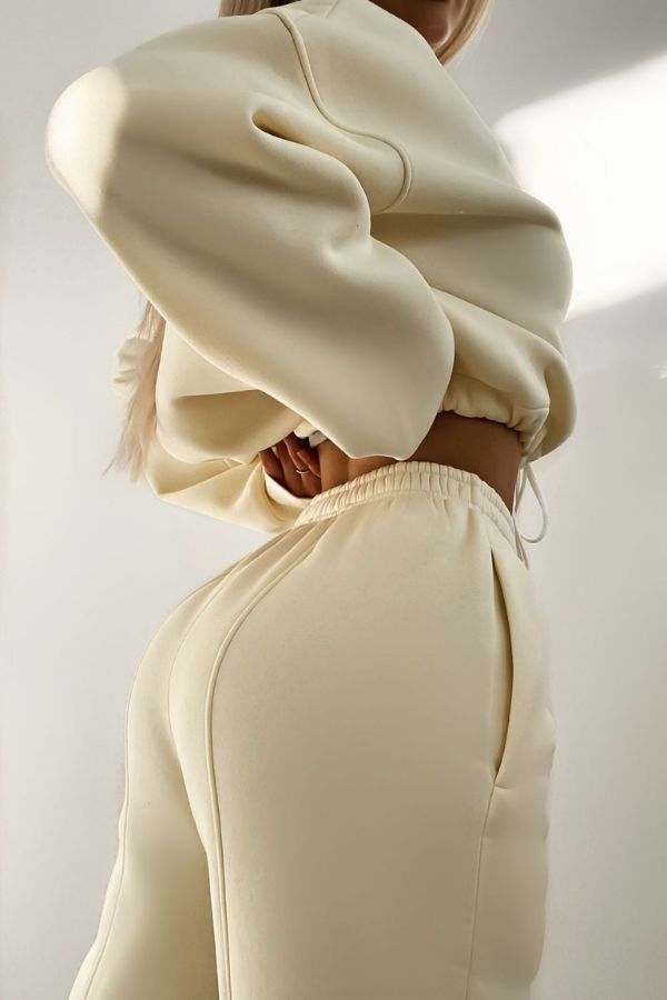 Storm Sweater Mock Neck Athleisure Set beige image 3 
