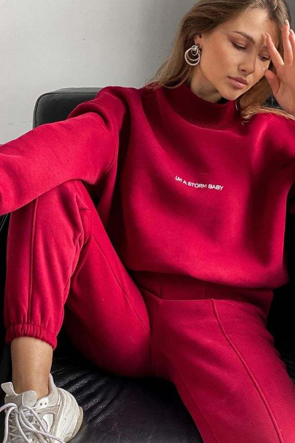 Storm Sweater Mock Neck Athleisure Set burgundy image 4 