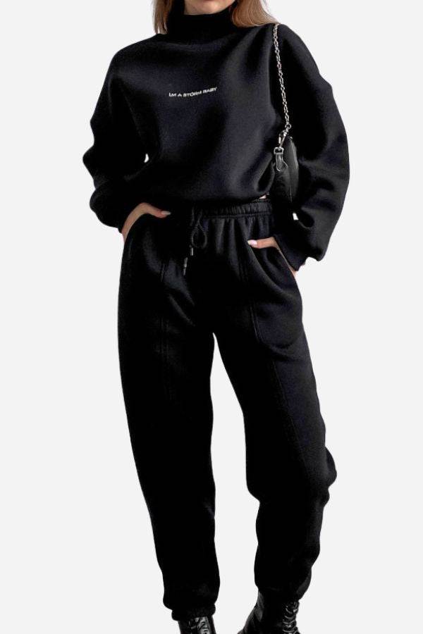 Storm Sweater Mock Neck Athleisure Set black image 1 