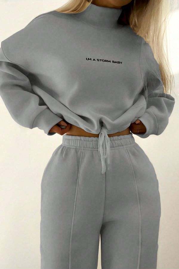 Storm Sweater Mock Neck Athleisure Set gray image 2 