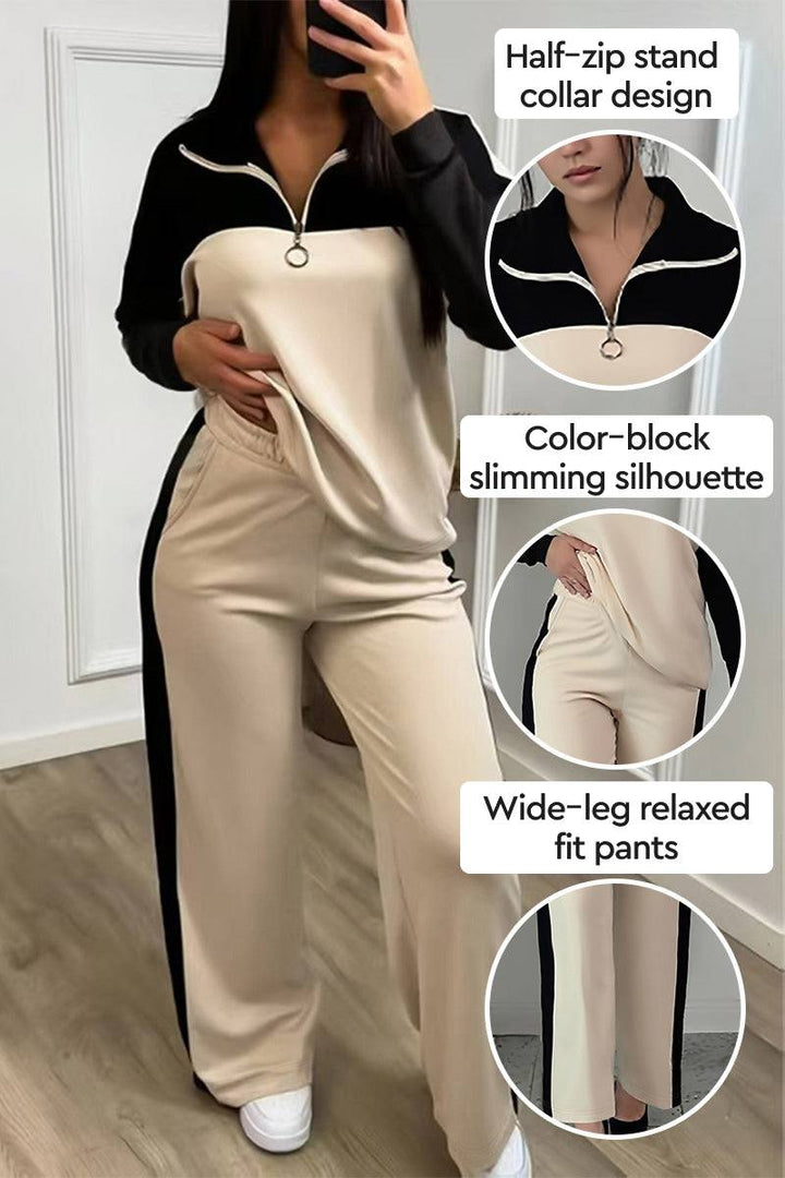 Colorblock Comfort Leisure Set beige-black image 2 