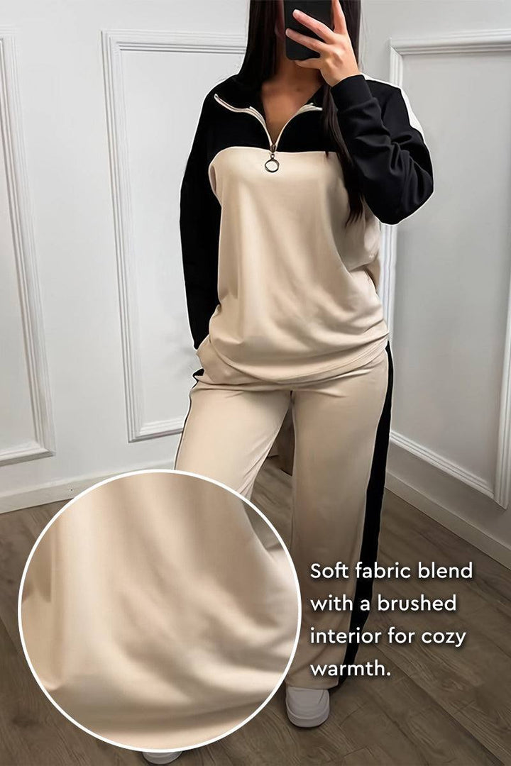 Colorblock Comfort Leisure Set beige-black image 3 
