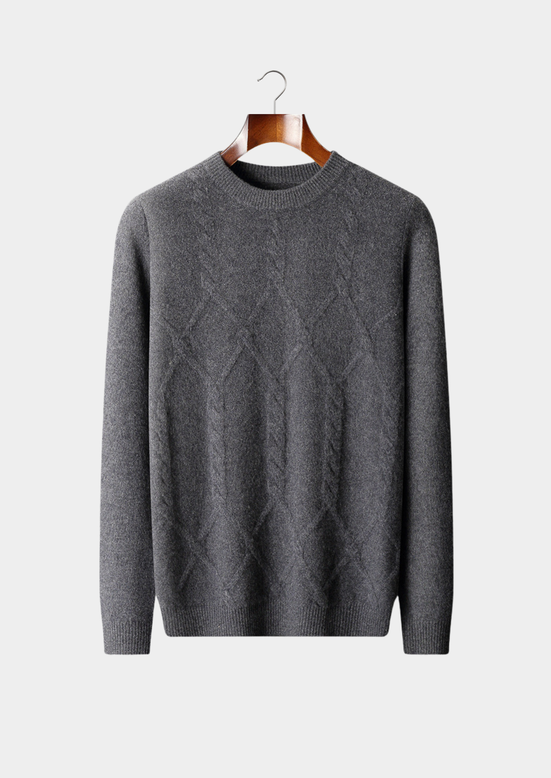 Pure Merino Raised Cable Crewneck dark gray image 1 #color_dark-gray