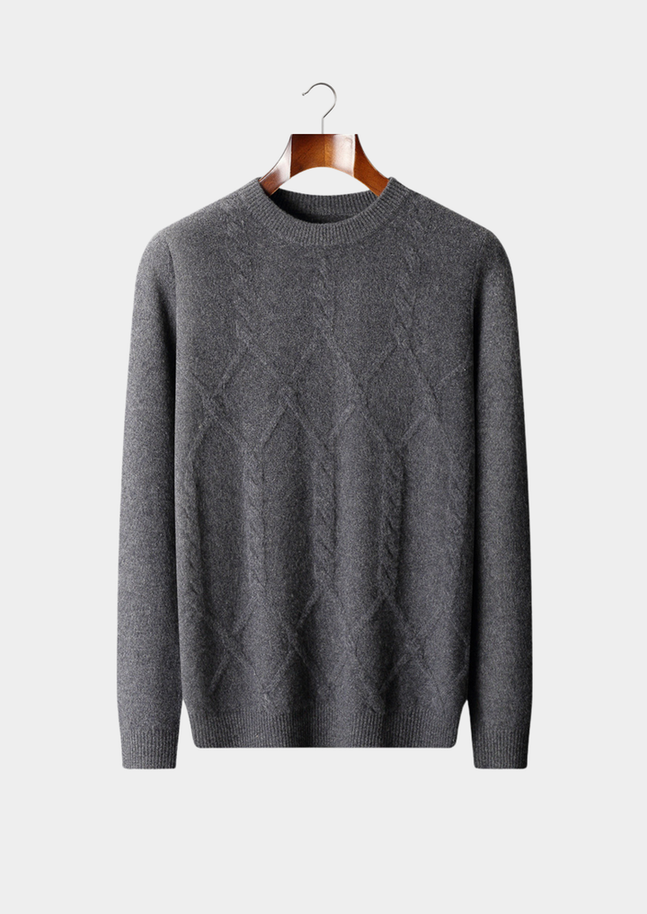 Pure Merino Raised Cable Crewneck dark gray image 1 #color_dark-gray