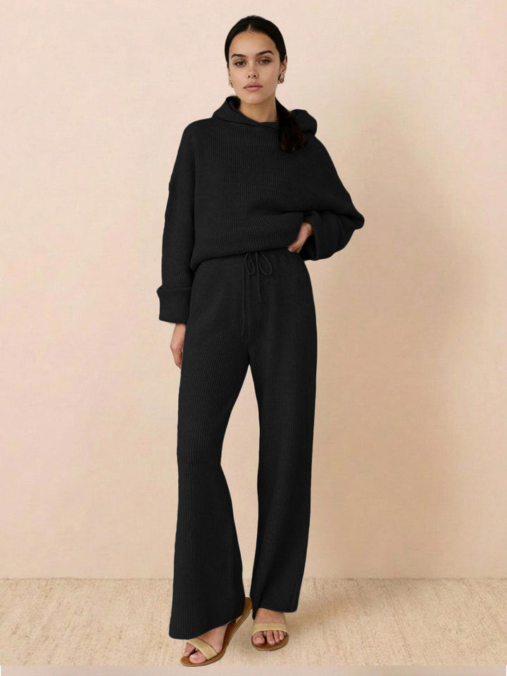 Waffle-Knit Two-Piece black image 1 