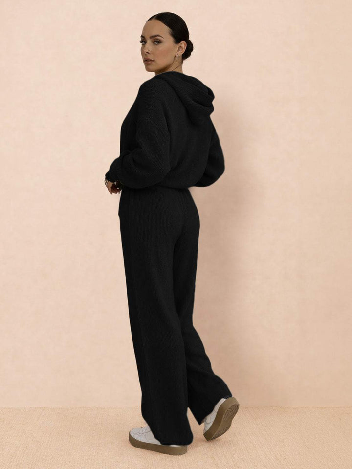 Waffle-Knit Two-Piece black image 3 