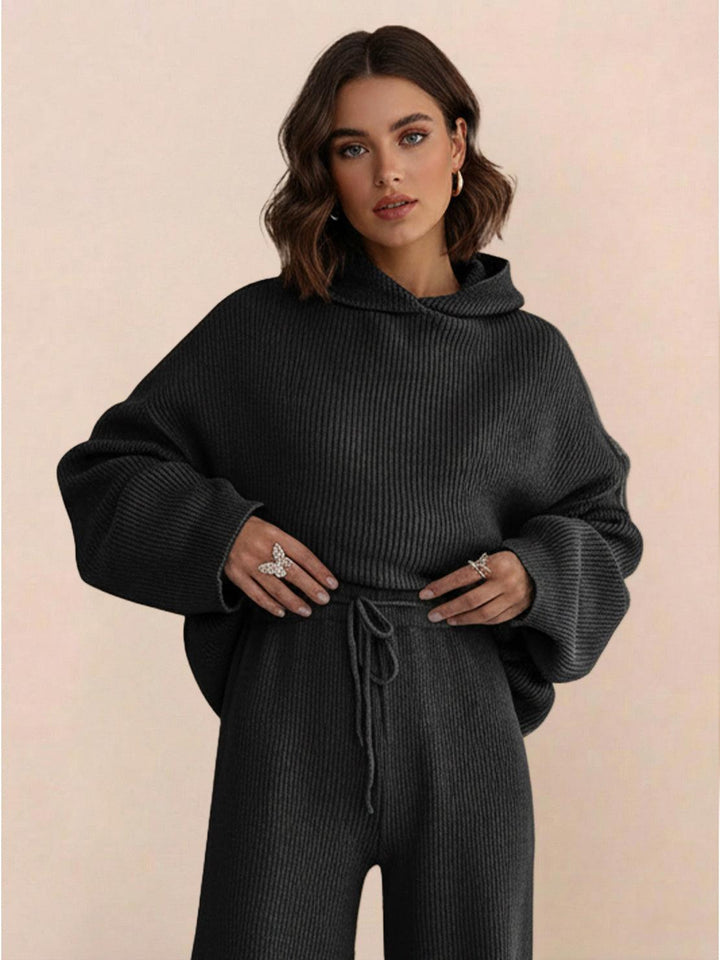 Waffle-Knit Two-Piece black image 5 